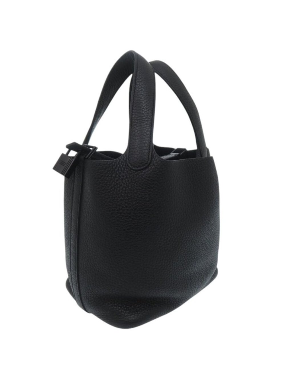Hermes Picotin Lock PM Monochrome Taurillon Clemence So Black Handbag